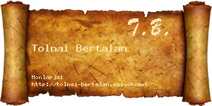 Tolnai Bertalan névjegykártya